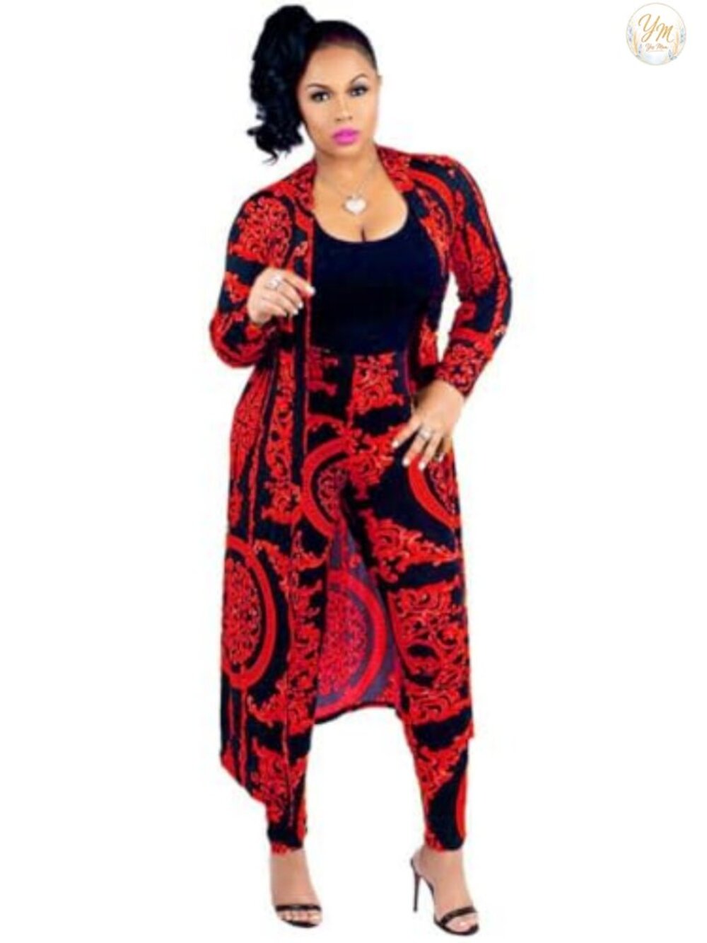 Women's 2 Piece Floral Cardigan & Skinny Legging Pants Set Polyester Spandex